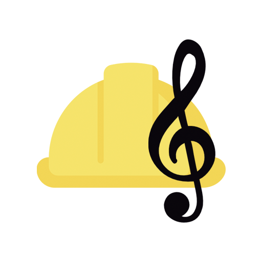 Logo do site chord builder com um chapéu de construtor e uma notação musical